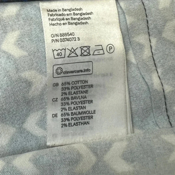 H&M NAVY BLUE BLACK PRINT ANKLE CROPPED PANTS STRETCH MID/HIGH WAIST SIZE 10 - Picture 12 of 14